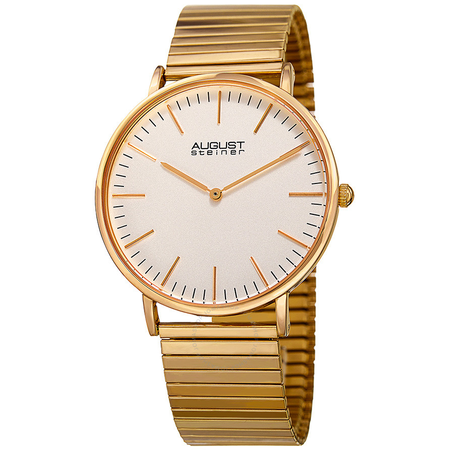 August Steiner Silver Dial Men's Gold Tone Watch AS8216YG