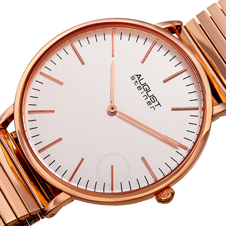 August Steiner Silver Dial Men's Rose Gold Tone Watch AS8216RG