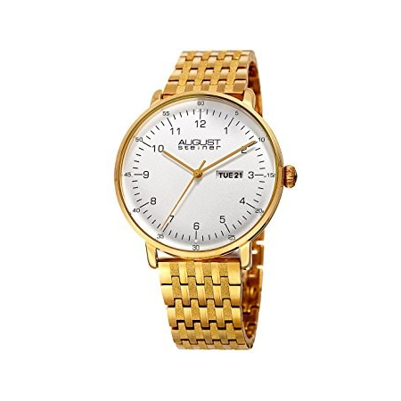 August Steiner Silver Dial Men's Gold Tone Watch AS8215YG