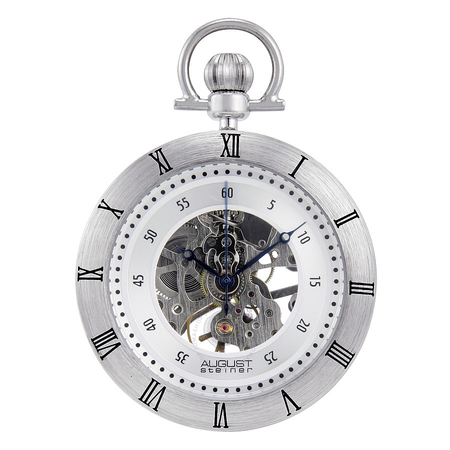 August Steiner Silver-tone Pocket Watch AS8017SS