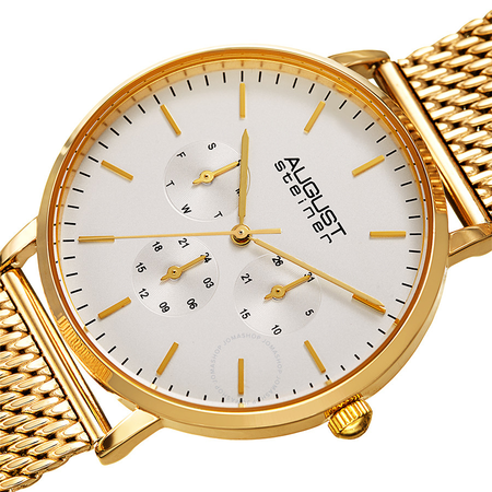 August Steiner Mesh Bracelet White Dial Men's Watch AS8255YG