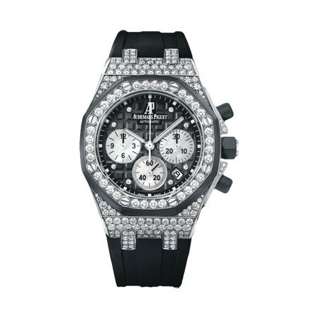 Audemars Piguet Royal Oak Offshore Chronograph Black Dial Diamond Ladies Watch 26092CKZZD002CA01 26092CK.ZZ.D002CA.01
