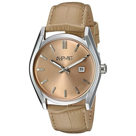 August Steiner Beige Dial Ladies Leather Watch AS8221BG