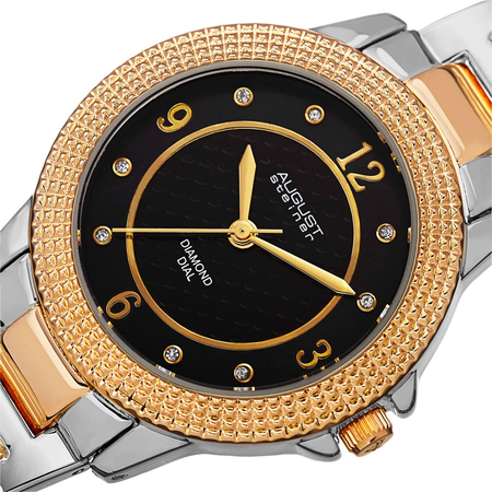 August Steiner Diamond Black Dial Ladies Watch AS8154TTG