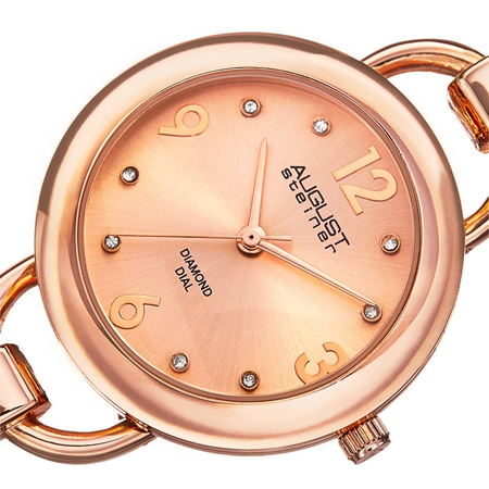 August Steiner Diamond Rose Gold-tone Dial Ladies Watch AS8132RG