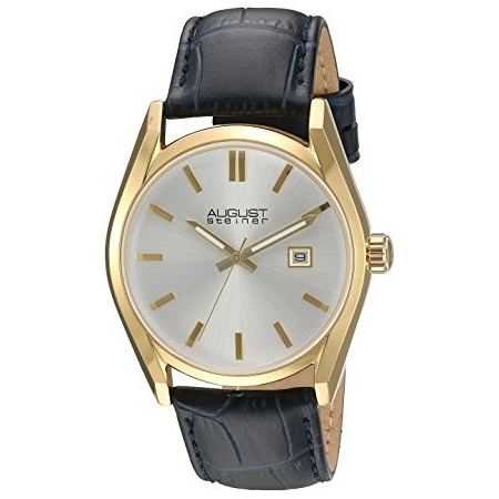 August Steiner Silver Dial Ladies Blue Leather Watch AS8221BU