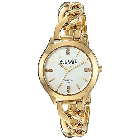 August Steiner Silver Dial Ladies Gold Tone Dial AS8222YG