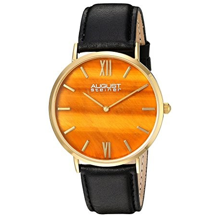 August Steiner Urbane Brown Dial Men's Leather Watch AS8211YGYL