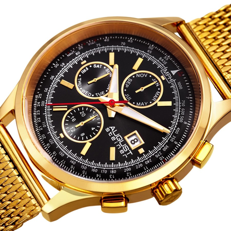 August Steiner Black Dial Men's Watch AS8194YGB