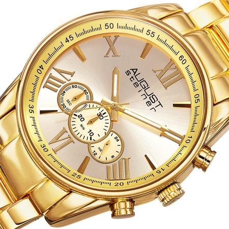 August Steiner Chronograph Gold Tone Dial Men's Watch AS8163YG