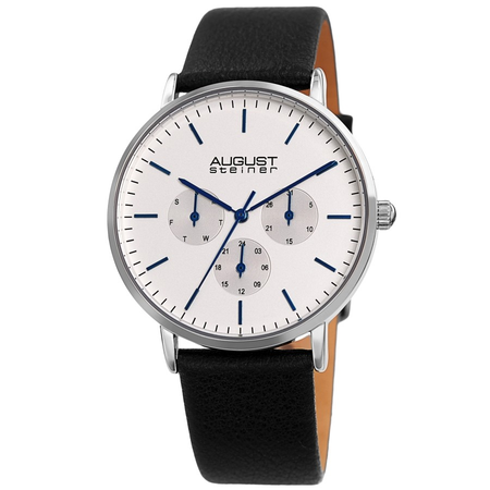 August Steiner White Dial Men's Watch AS8256SSBK