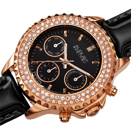 August Steiner Diamond Black Dial Ladies Watch AS8267BK
