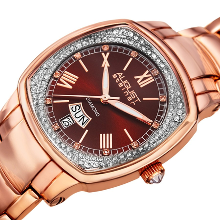 August Steiner Diamond Brown Dial Ladies Watch AS8193RGBR