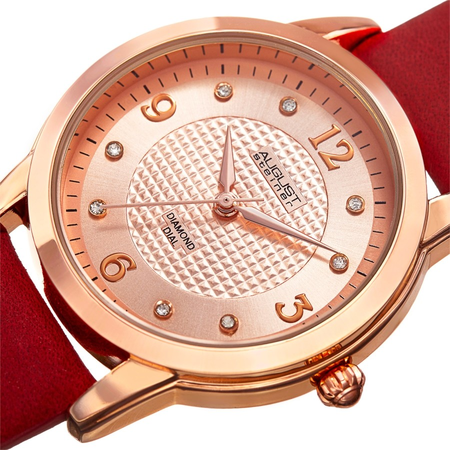 August Steiner Diamond Rose Gold-tone Dial Ladies Watch AS8198RD