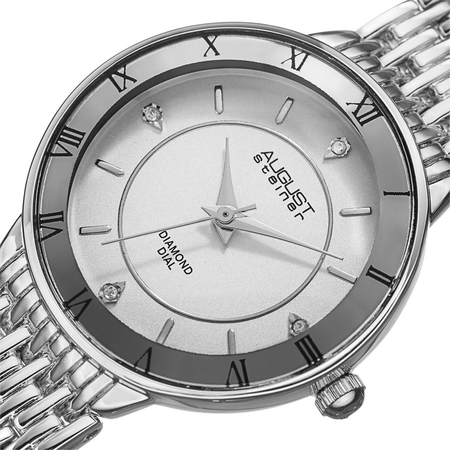 August Steiner Diamond Silver-tone Dial Ladies Watch AS8178SS