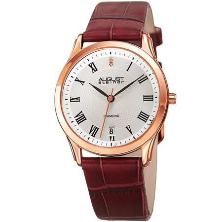 August Steiner Diamond Silver-tone Dial Ladies Watch AS8208RD