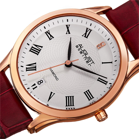 August Steiner Diamond Silver-tone Dial Ladies Watch AS8208RD