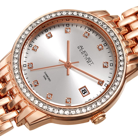 August Steiner Diamond Silver-tone Dial Ladies Watch AS8262RG