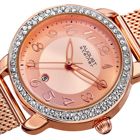 August Steiner Rose Gold-tone Dial Ladies Watch AS8192RG