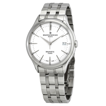 Baume et Mercier Clifton Baumatic Automatic White Dial Men's Watch 10400