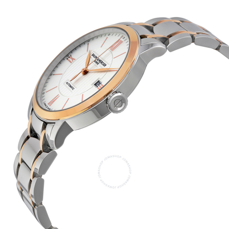 Baume et Mercier Classima Silver Opaline Dial Stainless Steel and 18kt Rose Gold  Men's Watch 10217 A10217