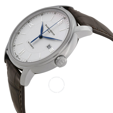 Baume et Mercier Baume and Mercier Classima Executives Automatic Silver Guilloche Dial Brown Leather Strap Men's Watch 8731
