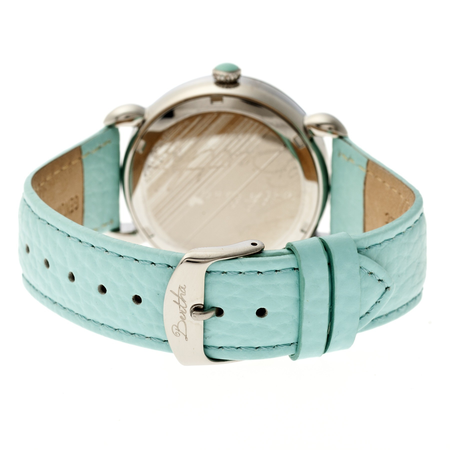 Bertha Estella Mother of Pearl Dolphin Dial Turquoise Leather Ladies Watch BTHBR5101