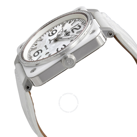 Bell and Ross White Ceramic Diamond Mother of Pearl Unisex Watch BR0392-WH-C-D-SCA BR0392-WH-C-D/SCA