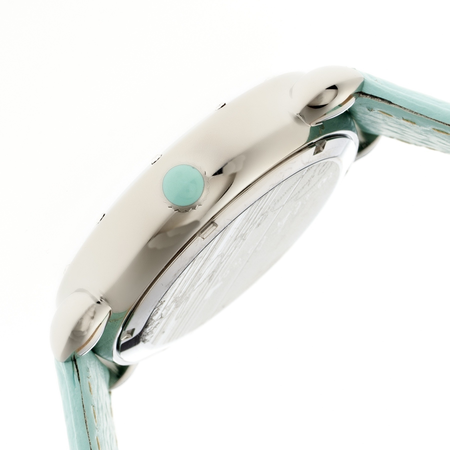 Bertha Estella Mother of Pearl Dolphin Dial Turquoise Leather Ladies Watch BTHBR5101