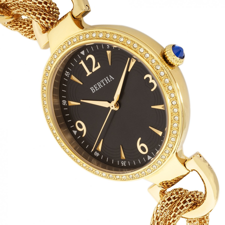 Bertha Sarah Quartz Crystal Black Dial Ladies Watch BR8903
