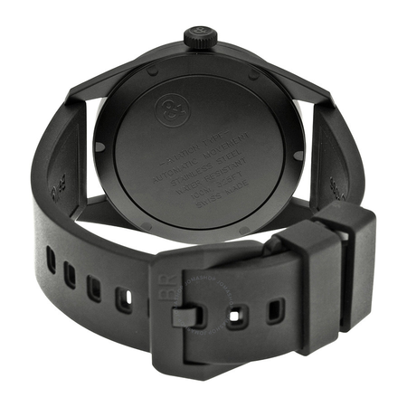 Bell and Ross Aviation Original Carbon Black Dial Black Rubber Men's Watch BLRBR123-BL-CB