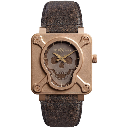 Bell and Ross Aviation Skull Bronze Leather Automatic Men's Watch BR0192-SKULL-BR