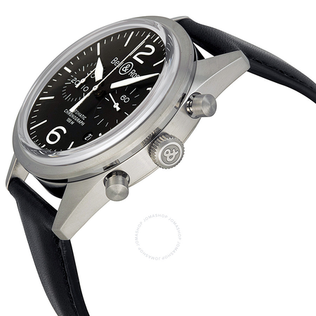 Bell and Ross Vintage Chronograph Black Dial Black Leather Men's Watch BRV126-BL-ST/SCA