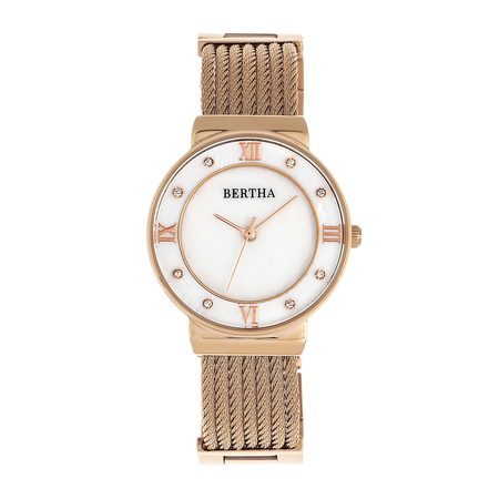 Bertha Bertha Dawn Quartz Crystal White Mother of Pearl Dial Ladies Watch BR9705 BR9705