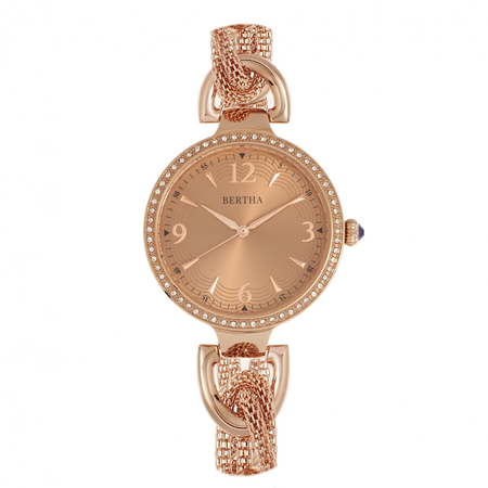 Bertha Sarah Quartz Crystal Rose Gold Dial Ladies Watch BR8905