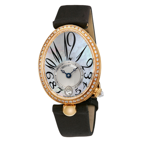 Breguet Reine de Naples Mother of Pearl 18kt Yellow Gold Black Satin Diamond Ladies Watch 8918BA58864D00D 8918BA/58/864.D00D