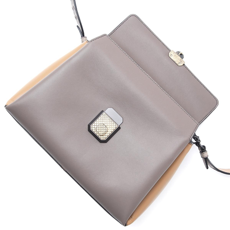 Bottega Veneta Ladies Small Piazza Shoulder Bag in Gray/Brown W/Widerstrap 493690 VCGP0 2933