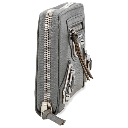 Balenciaga Classic Metallic Edge Continental Zip Wallet- Grey 390187 AQ40N 1320