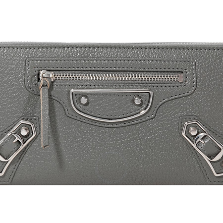 Balenciaga Classic Metallic Edge Continental Zip Wallet- Grey 390187 AQ40N 1320