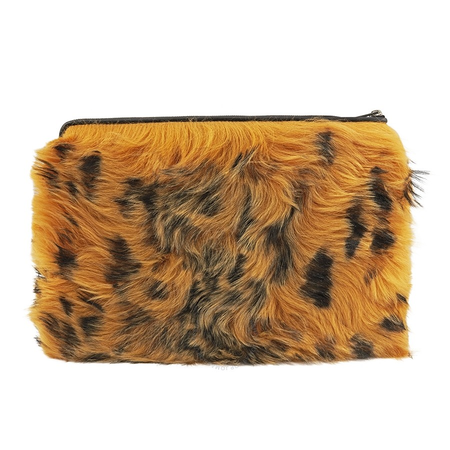 Celine Solo Leopard Shearling Pouch-Orange 108853AX8.20BG