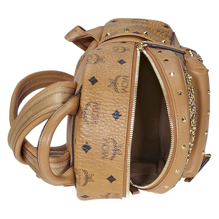 MCM Diamond Visetos Mini Backpack- Cognac MWK4SVI86