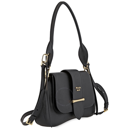 Prada Sidonie leather Shoulder Bag-Black 1BD175 OJO NZVF0002