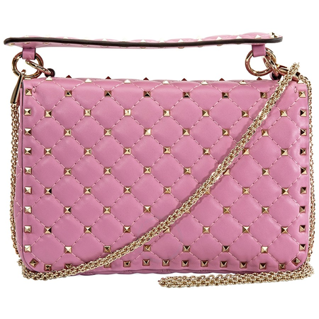 Valentino Medium Rockstud Spike Shoulder Bag-Pink RW2B0122NAP HD8