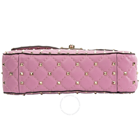 Valentino Medium Rockstud Spike Shoulder Bag-Pink RW2B0122NAP HD8