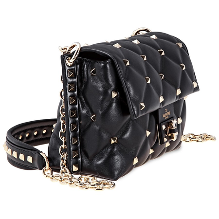 Valentino Rockstud Quilted Shoulder Bag- Black RW0B0C72NAP 0NO