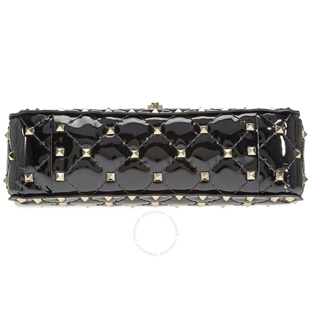 Valentino Small Patent Rockstud Spike Bag- Black RW2B0123VNE-0NO