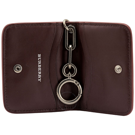 Burberry Link Detail Leather Id Card Case- Bright Coral Pink 4075018