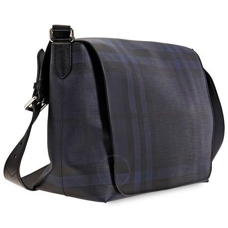 Burberry Men's Large London Check Messenger Bag- Navy/Black 4064858