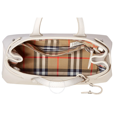 Burberry Small Banner in Leather and Vintage Check- Limestone 4075935