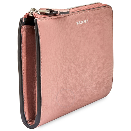 Burberry Two-tone Leather Ziparound Wallet- Dusty Pink 4076660